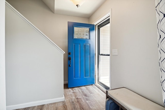 foyer entrance featuring light hardwood / wood-style flooring