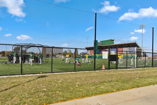 view of playground with a lawn