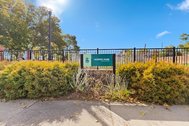 view of community sign