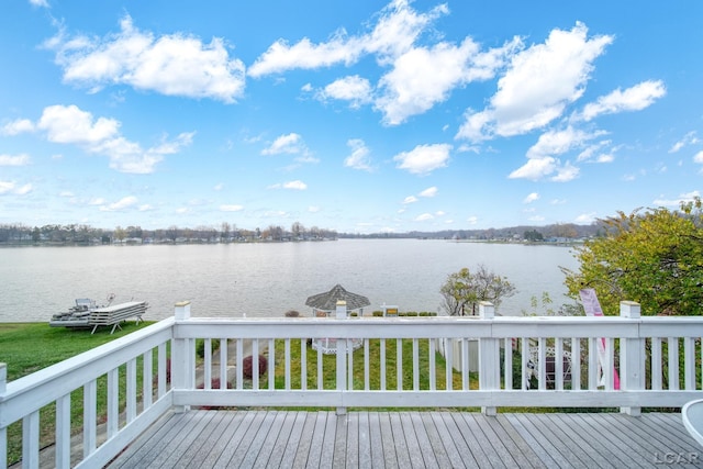 deck with a water view