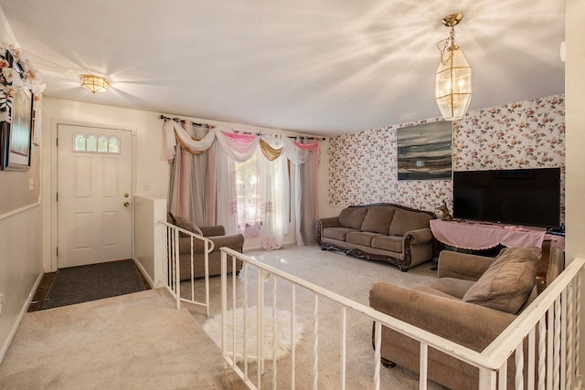 living room with carpet floors