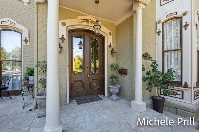 doorway to property featuring french doors