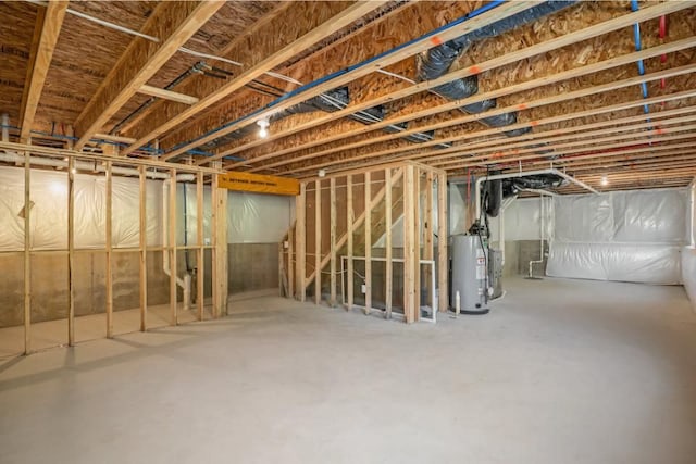 basement featuring water heater