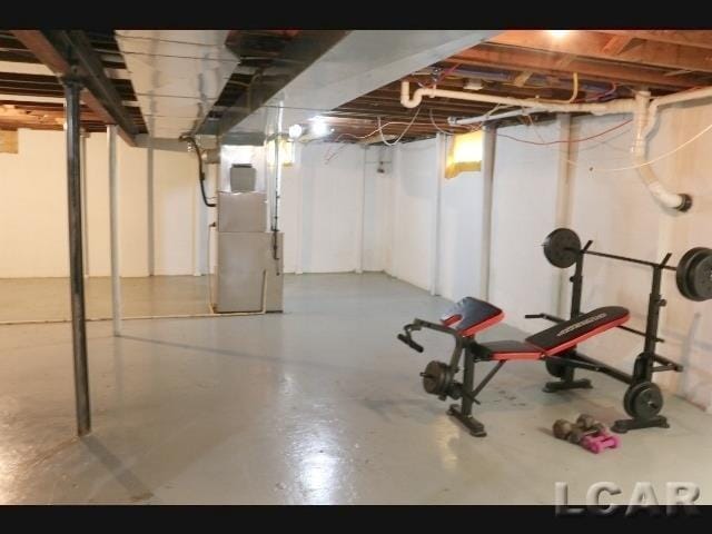 basement with heating unit