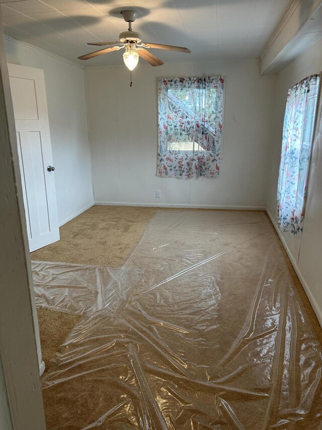 13664 Wabasis Ave NE, Cedar Springs, MI 49319 - empty room featuring carpet flooring, ceiling fan, ornamental molding, and baseboards