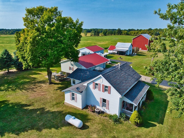 drone / aerial view with a rural view