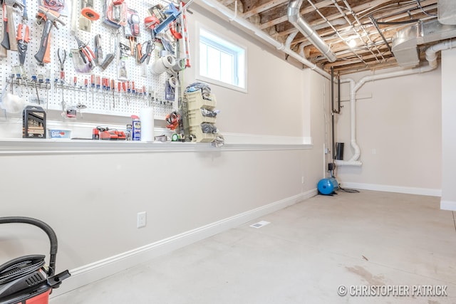 basement with baseboards