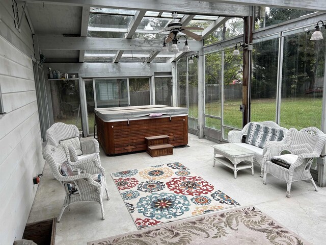 2768 S M-88, Bellaire, MI 49615 - sunroom / solarium featuring a wealth of natural light, lofted ceiling, and ceiling fan