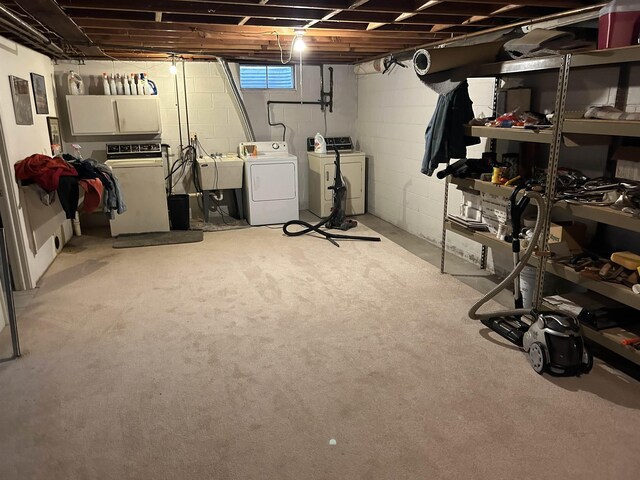 2768 S M-88, Bellaire, MI 49615 - basement featuring washing machine and dryer and sink