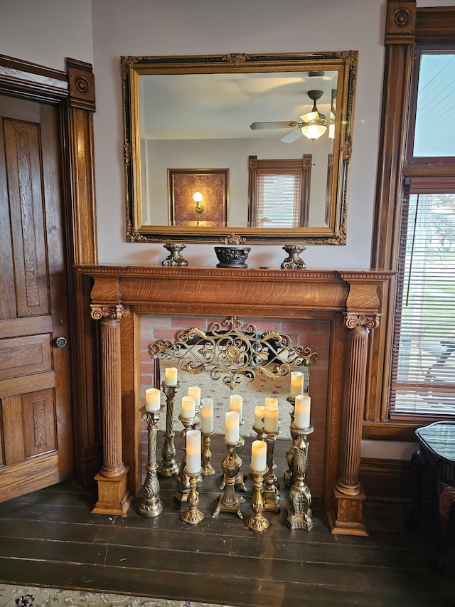 interior details featuring ceiling fan