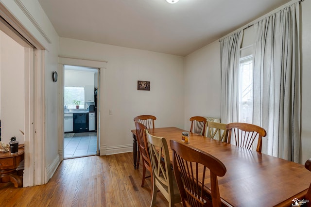 dining space featuring light hardwood / wood-style flooring