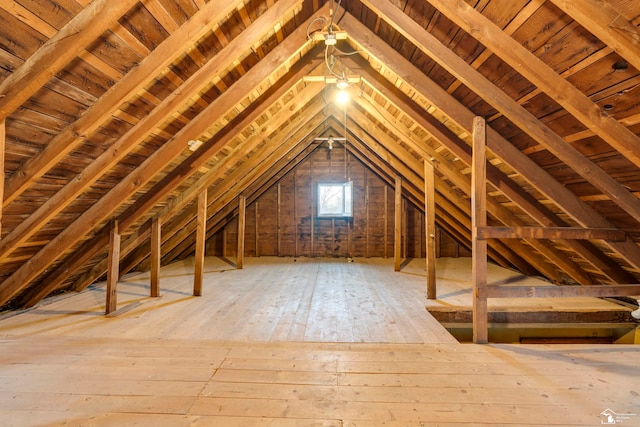 view of unfinished attic