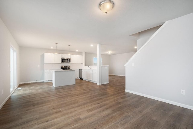 unfurnished living room featuring dark hardwood / wood-style floors