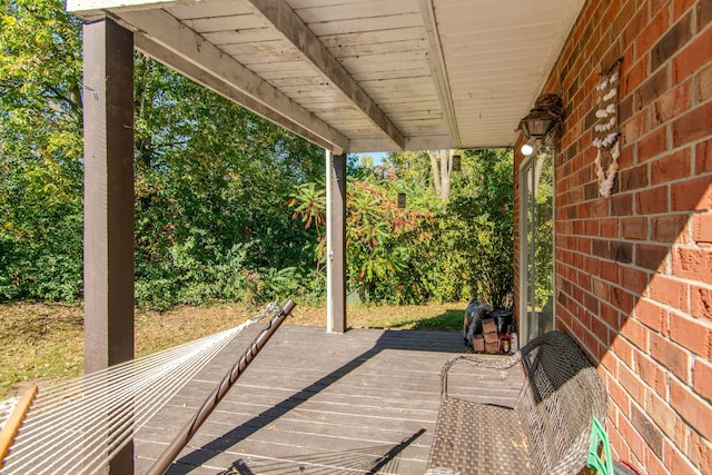 view of patio featuring a wooden deck