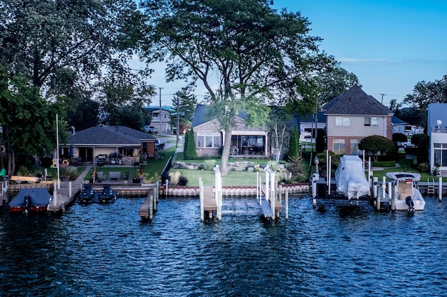 view of dock featuring a water view