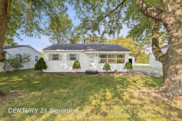 back of house featuring a lawn