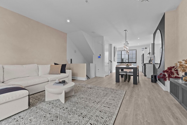 living room featuring light hardwood / wood-style flooring