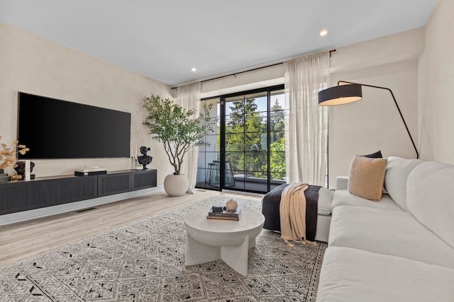 living room with hardwood / wood-style flooring