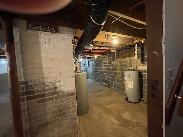 basement with water heater