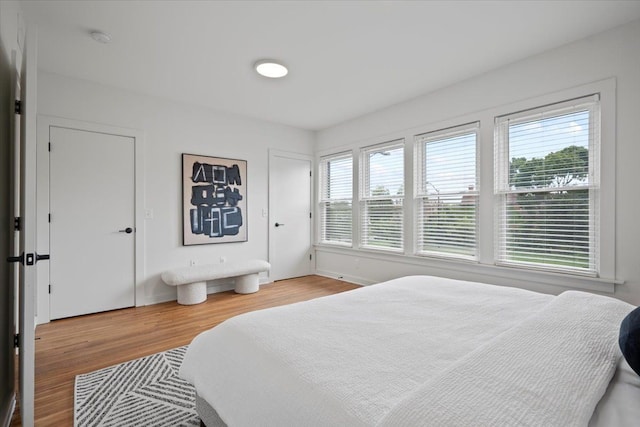 bedroom with hardwood / wood-style floors