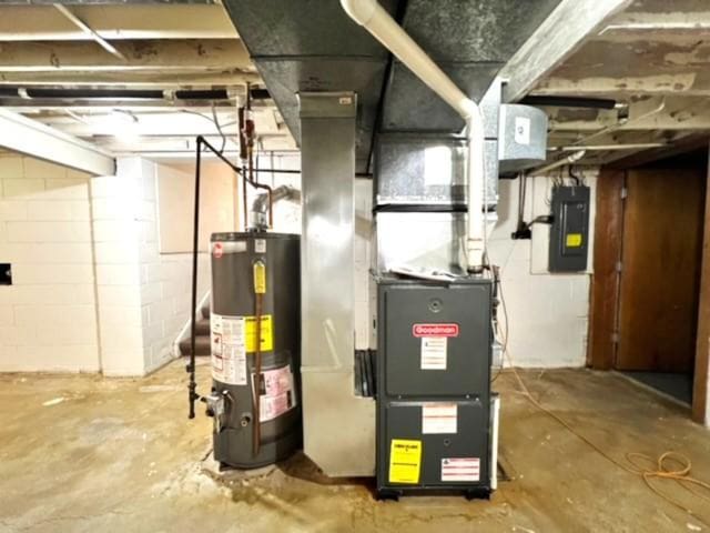 utilities with electric panel and water heater