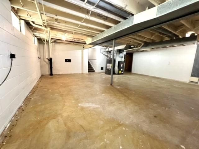 basement with water heater