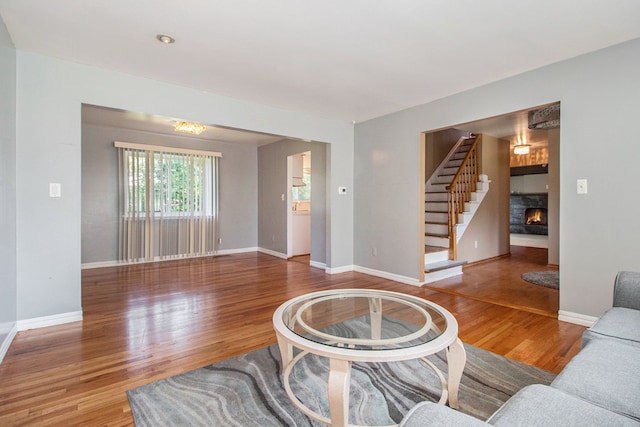 living room featuring wood-type flooring