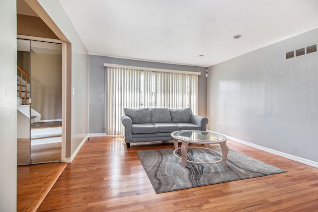 living room featuring light wood-type flooring