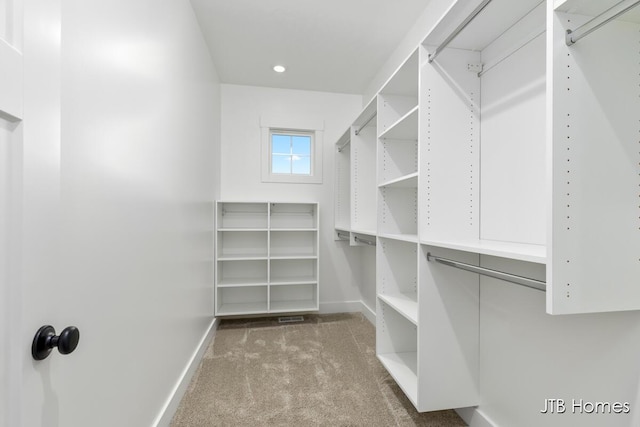 spacious closet with carpet floors