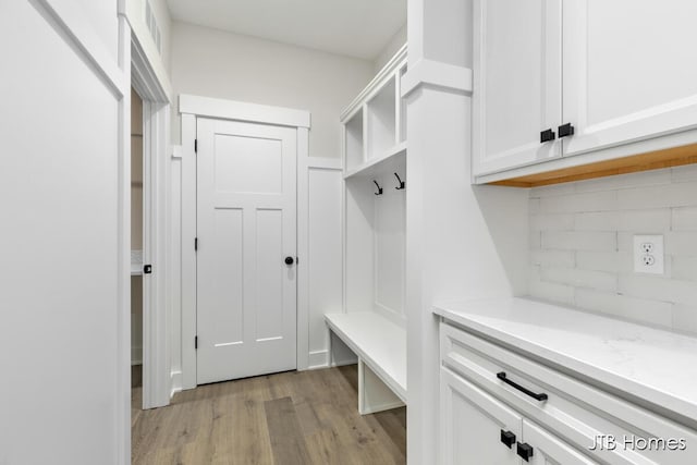 mudroom featuring light hardwood / wood-style floors