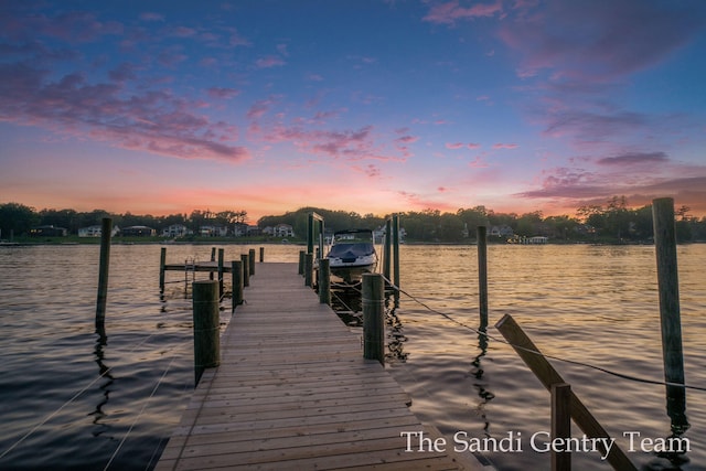 view of dock featuring a water view