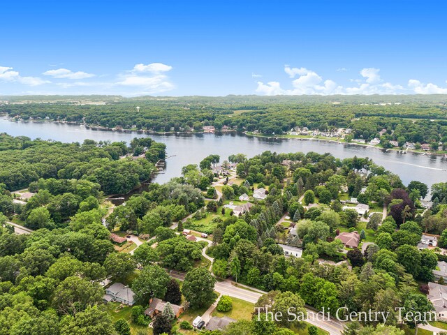 18635 N Fruitport Rd, Spring Lake, MI 49456 - aerial view of a large body of water and a heavily wooded area