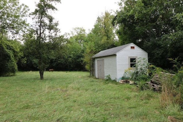 view of yard with a storage unit