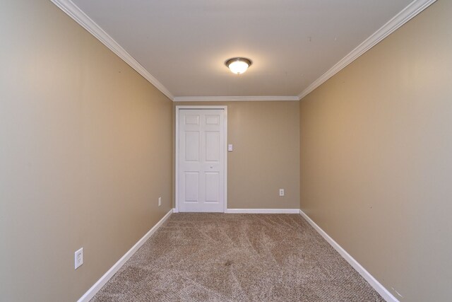 carpeted empty room featuring ornamental molding