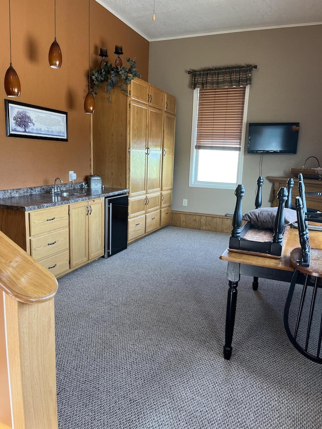 8181 15 Mile Rd, Evart, MI 49631 - home office with carpet flooring and crown molding