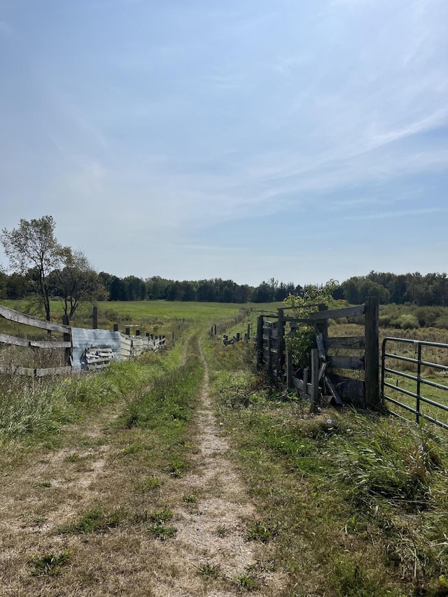 exterior space with a rural view