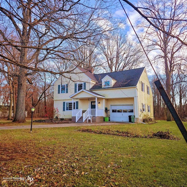 traditional home featuring a chimney and a front lawn