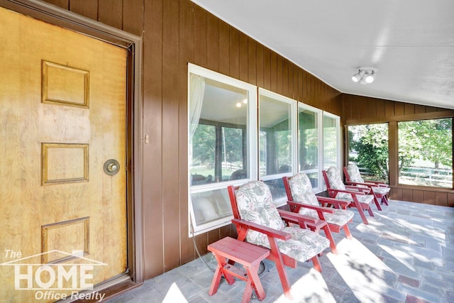 interior space with a porch