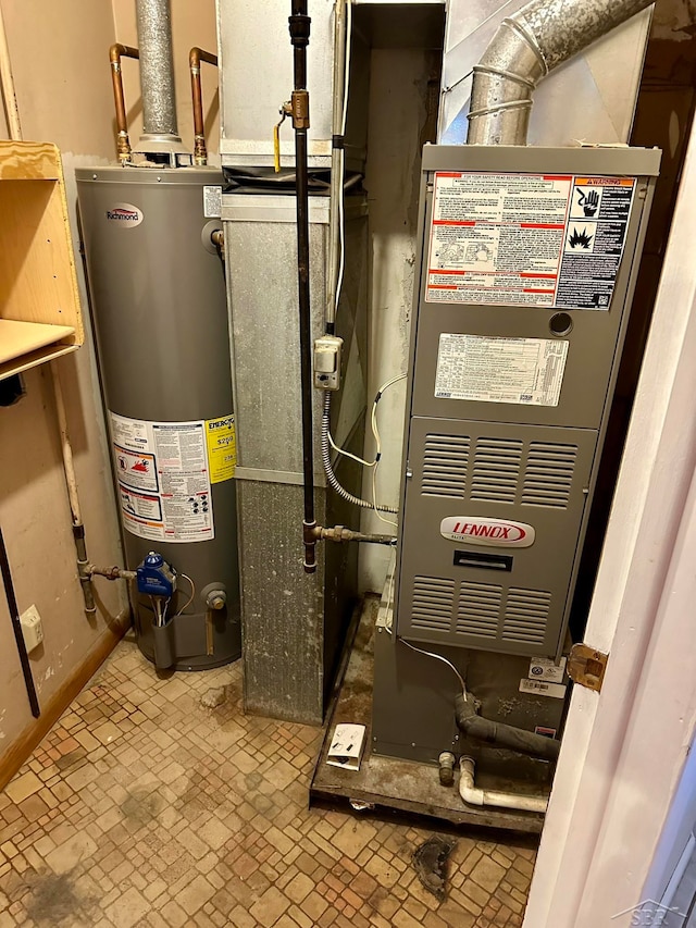 utilities with heating unit and water heater