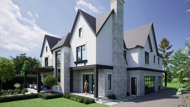 1183 Puritan Ave, Birmingham, MI 48009 - view of front of house featuring stone siding, stucco siding, and a chimney