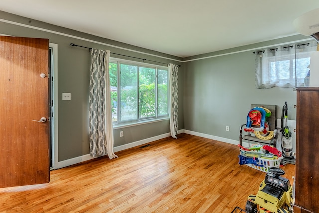 interior space with light hardwood / wood-style flooring