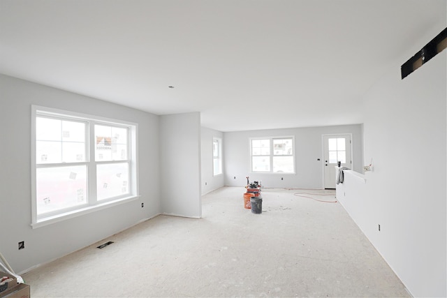 unfurnished living room featuring a healthy amount of sunlight