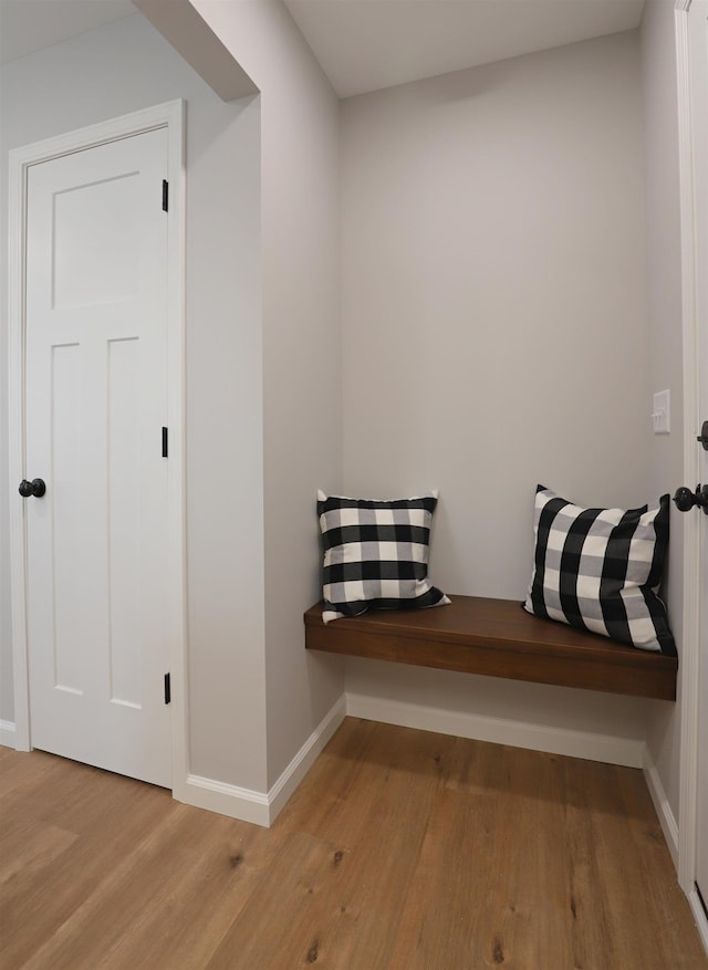 mudroom featuring light wood-type flooring