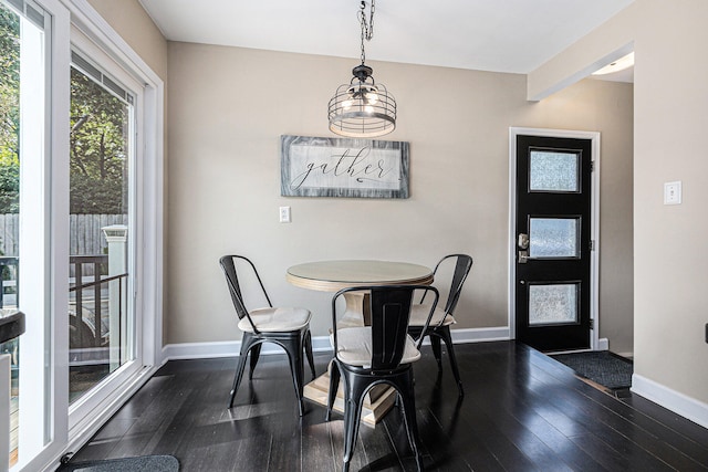 dining space featuring dark hardwood / wood-style flooring