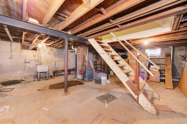 basement with sink