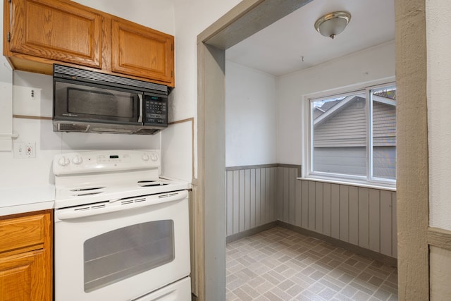 kitchen with white electric range