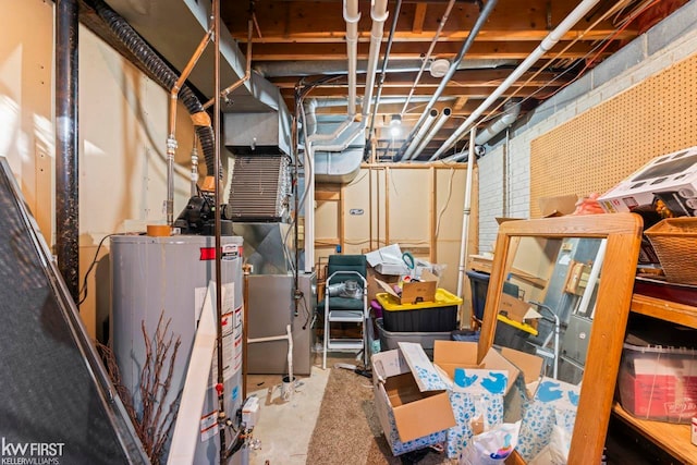 basement with gas water heater