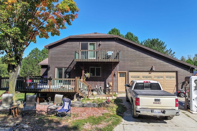 back of property with a wooden deck