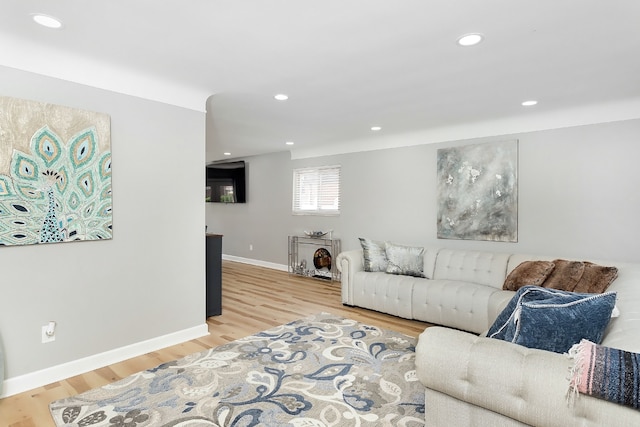 living room featuring light hardwood / wood-style floors