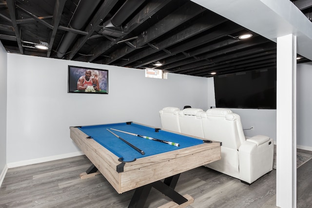 game room featuring pool table and hardwood / wood-style flooring